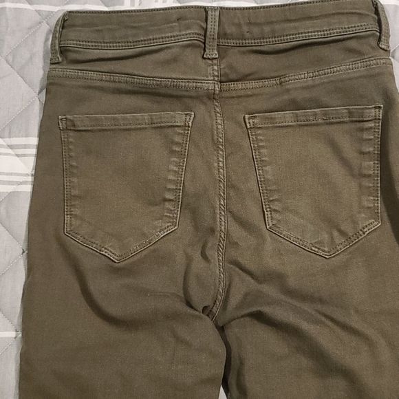 ZARA stretchy high waist jeans in olive green,  US2 - Picture 7 of 8